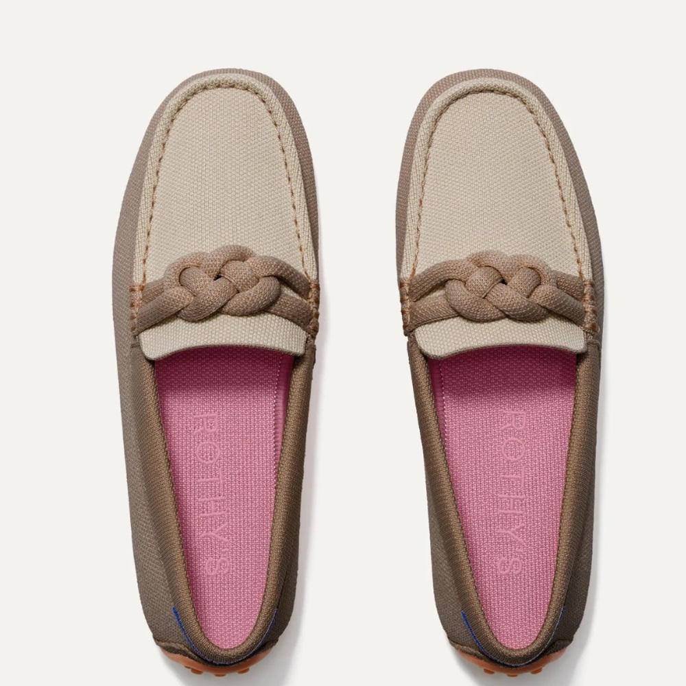 Rothy's Cream and Tan Flats with Knotted Detail shoes size 9.5